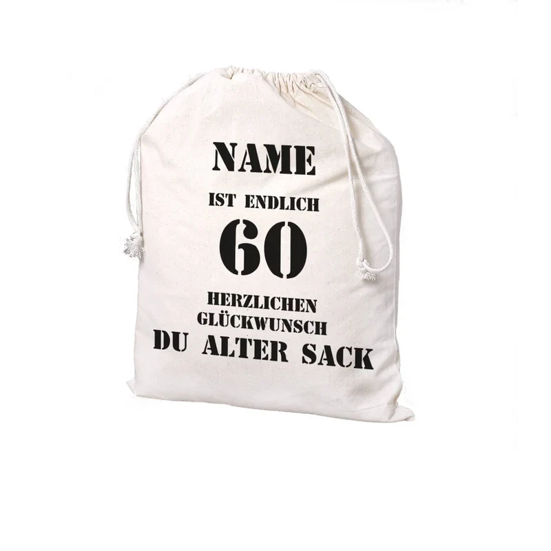 personalisierter Zuziehbeutel zum 60. Geburtstag des alten Sacks