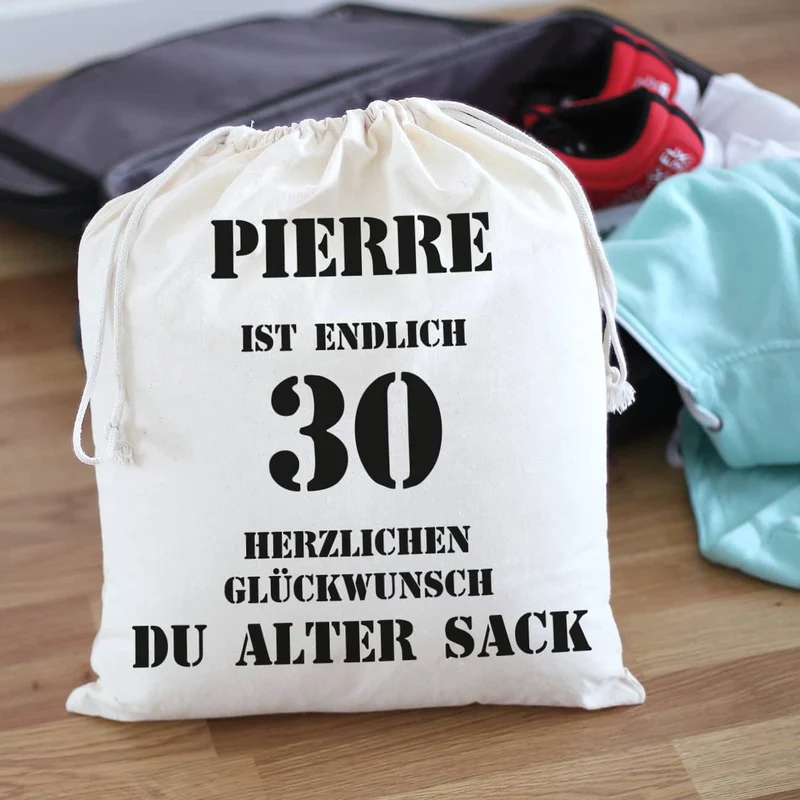 Zuziehbeutel zum 30. Geburtstag für den alten Sack