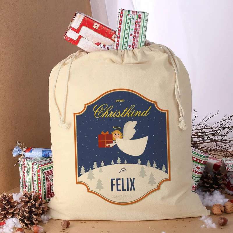 Geschenksack vom Christkind mit Ihrem Wunschnamen bedruckt