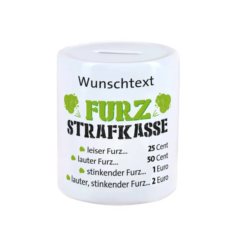 Furz - Strafkasse, die Spardose mit Ihrem Wunschtext