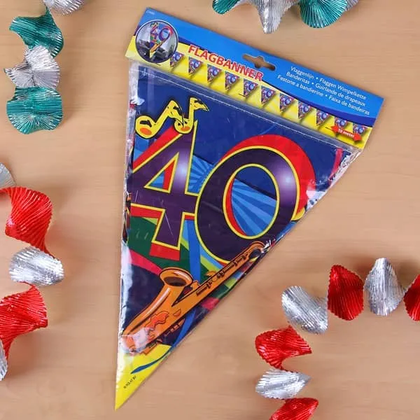 Bunte Wimpelkette zum 40. Geburtstag