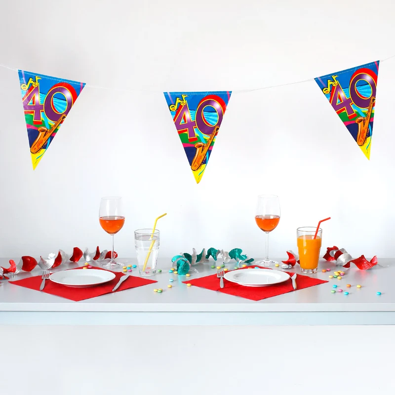 Bunte Wimpelkette zum 40. Geburtstag