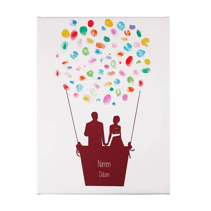 Leinwand Heißluftballon 30x40 mit Fingerabdrücken zur Hochzeit