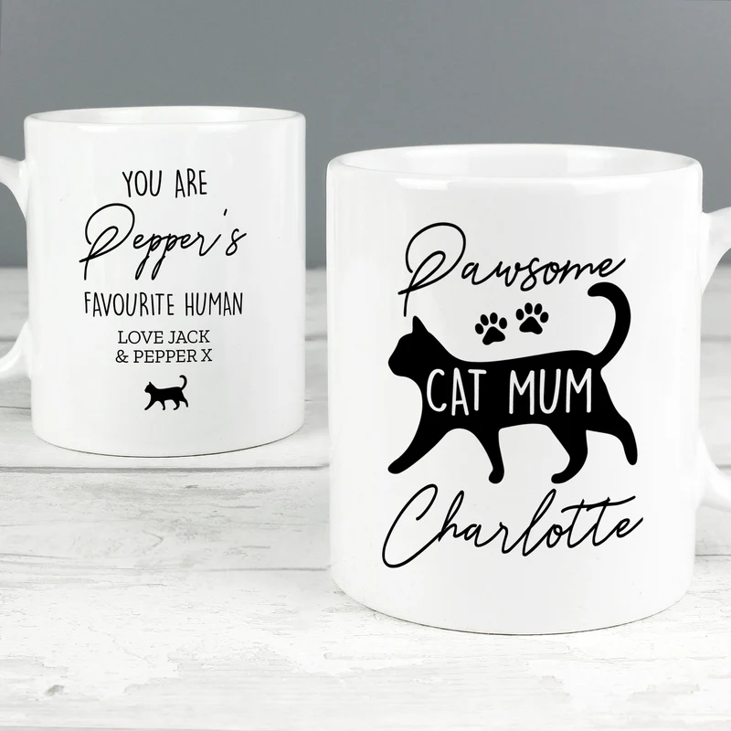 Personalised Pawsome Cat Mum Mug