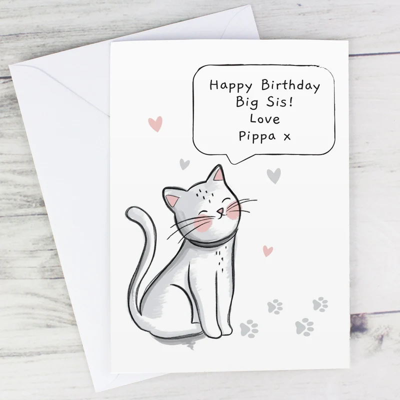 Personalised Cat Speech Bubble Card