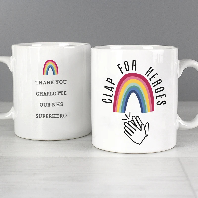 Personalised Rainbow 'Clap For Heroes' Mug