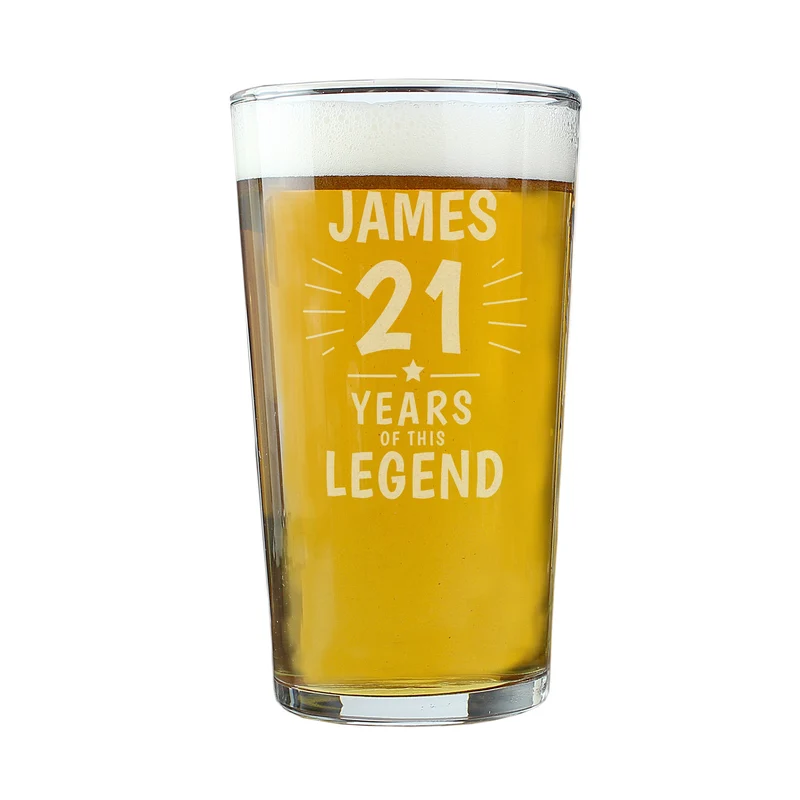 Personalised Years Of This Legend Birthday Pint Glass