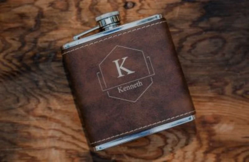 Personalized Leather Flask