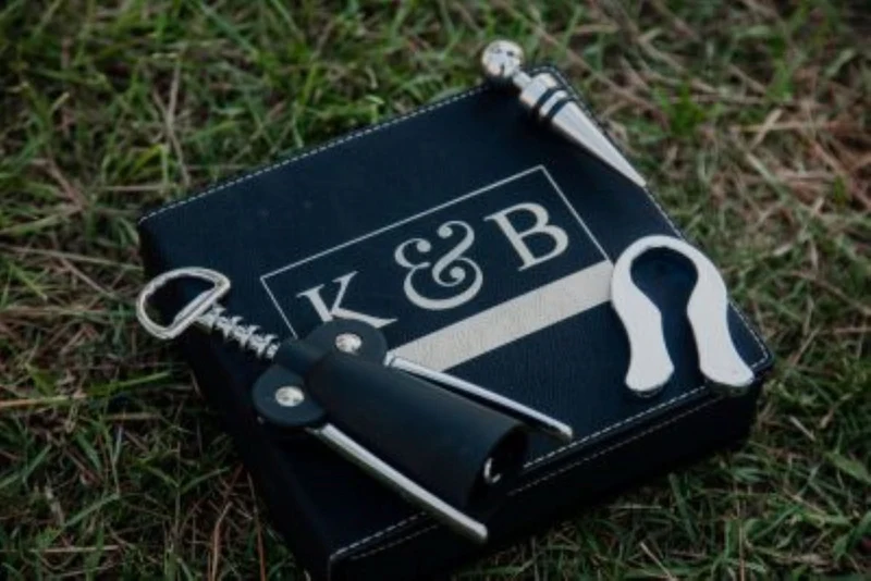 Personalized Leather Wine Bottle Opener Gift Set