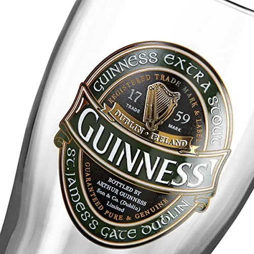 Guinness Stout Beer Glass Green Ireland Collection Twin Pack | Official Merchandise Pint Glasses Set of 2 | Perfect Irish gifts for Beer Lovers