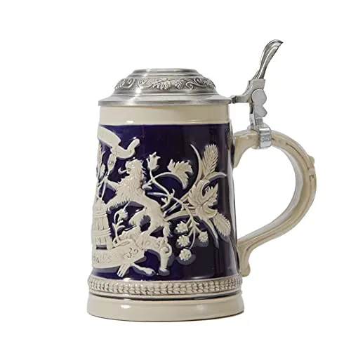 HAUCOZE Beer Stein Mug German Bavarian Drinking Stanley Drinking Mug with Lid for Man 0.6Liter