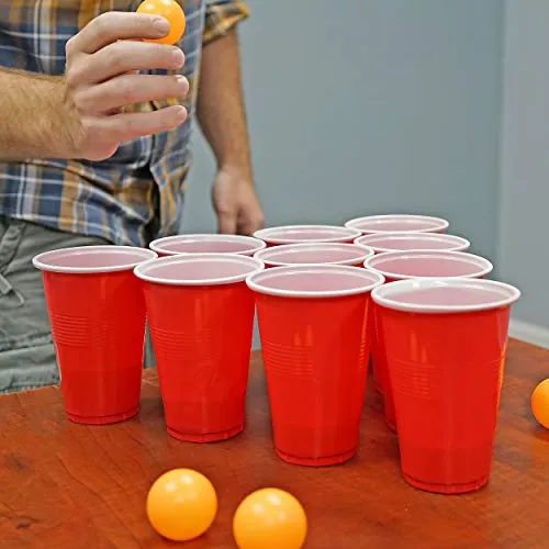 Fairly Odd Novelties Beer Pong Set, 24 Red Cups and Ping Pong Balls.