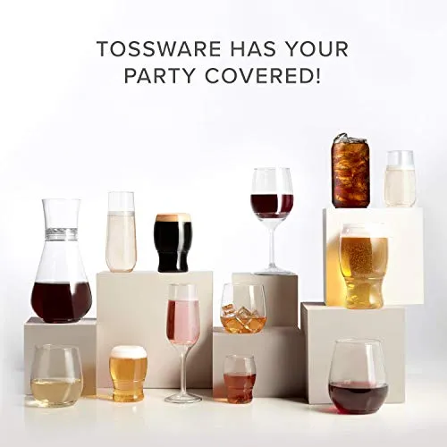 TOSSWARE POP 18oz Pint SET OF 12, Premium Quality, Recyclable, Unbreakable & Crystal Clear Plastic Beer Glasses, 12 Count (Pack of 1)