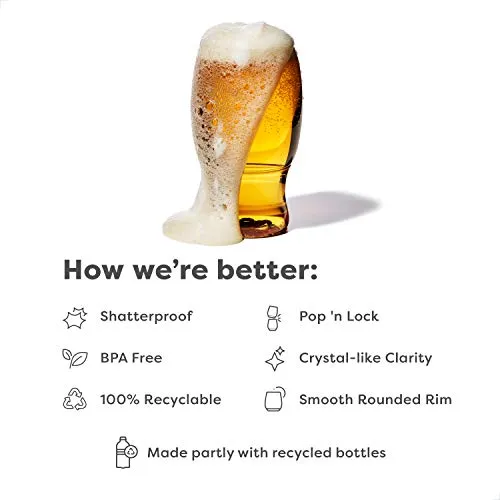 TOSSWARE POP 18oz Pint SET OF 12, Premium Quality, Recyclable, Unbreakable & Crystal Clear Plastic Beer Glasses, 12 Count (Pack of 1)