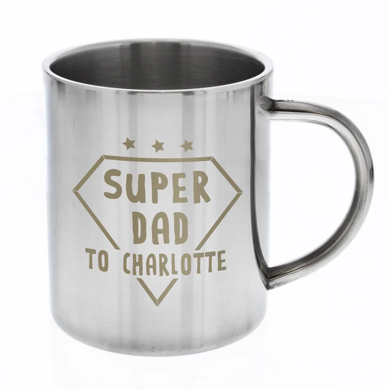 Personalised Super Dad Stainless Steel Mug