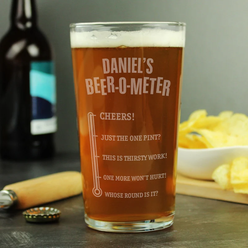 Personalised Beer-O-Meter Pint Glass