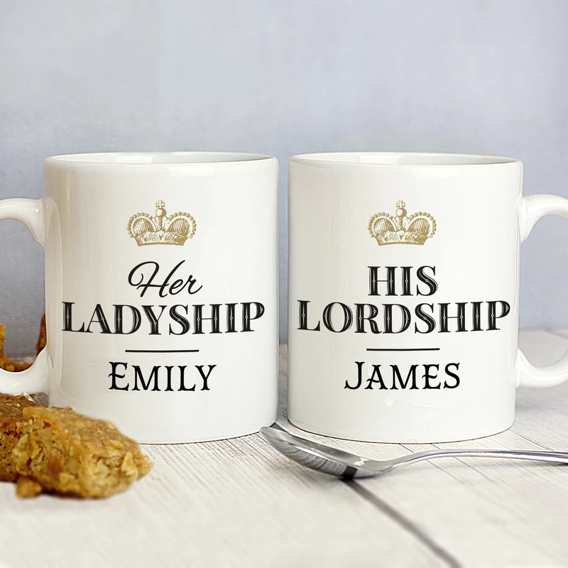 Personalised Ladyship And Lordship Mug Set