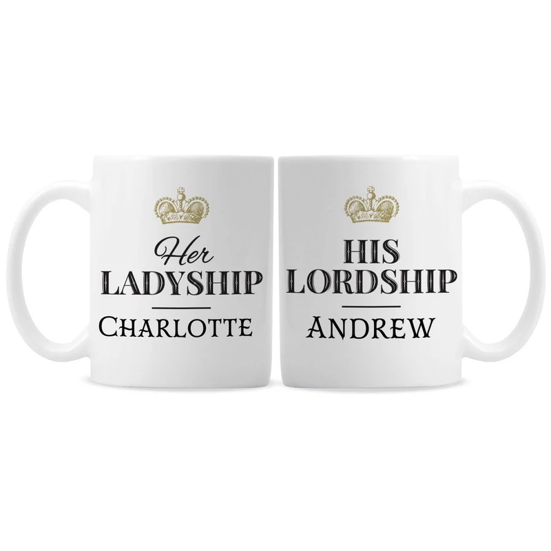 Personalised Ladyship And Lordship Mug Set