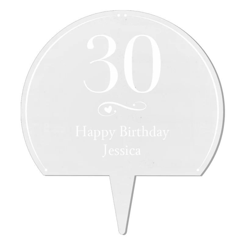 Personalised Swirls & Hearts Age Acrylic Cake Topper