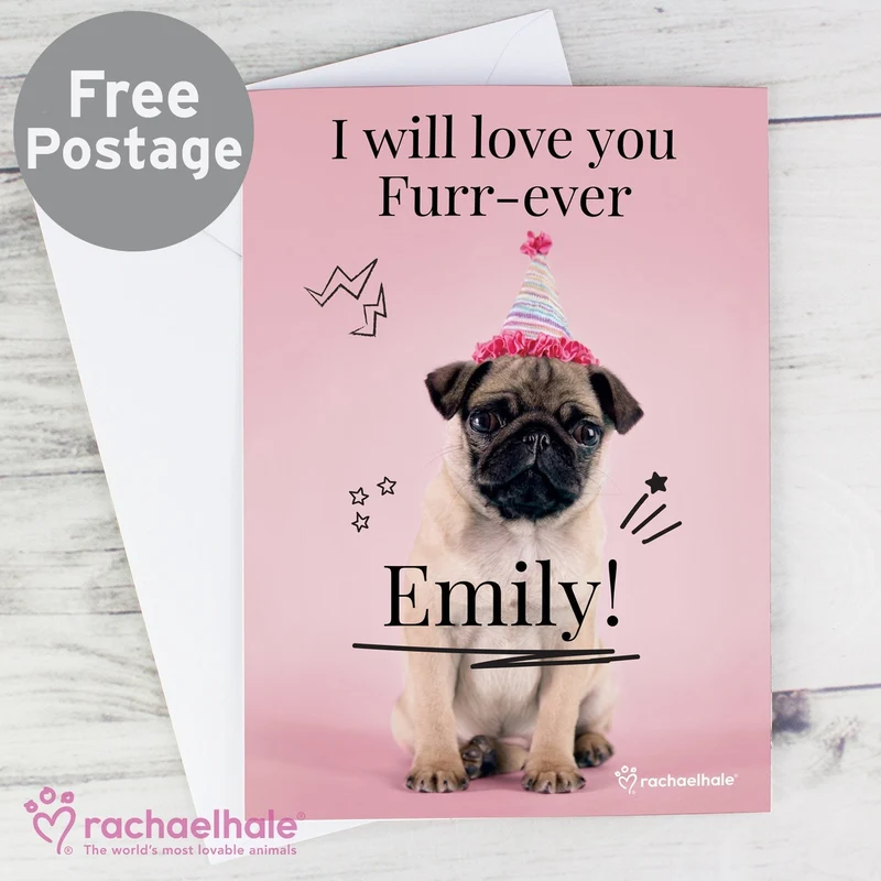 Personalised Rachael Hale Doodle Pug Card