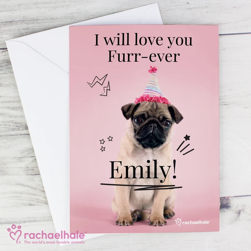 Personalised Rachael Hale Doodle Pug Card
