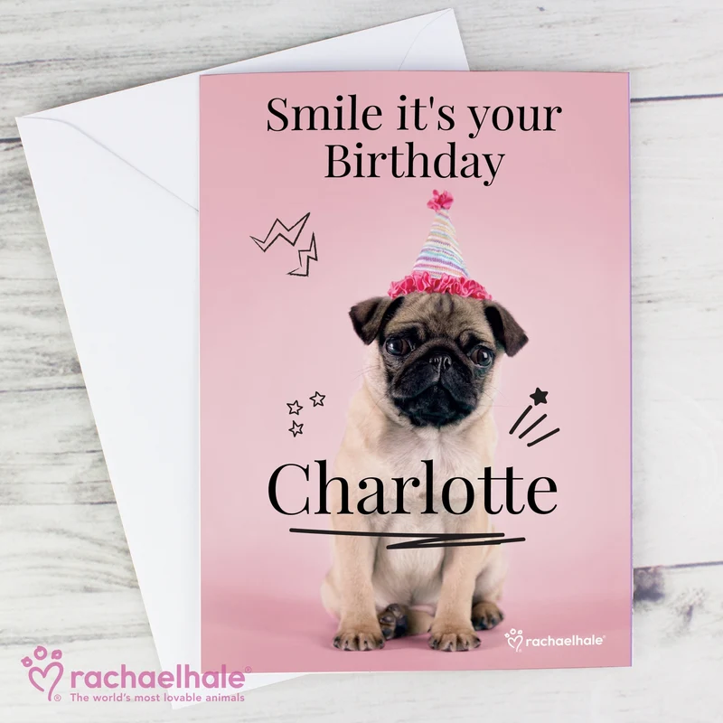Personalised Rachael Hale Doodle Pug Card