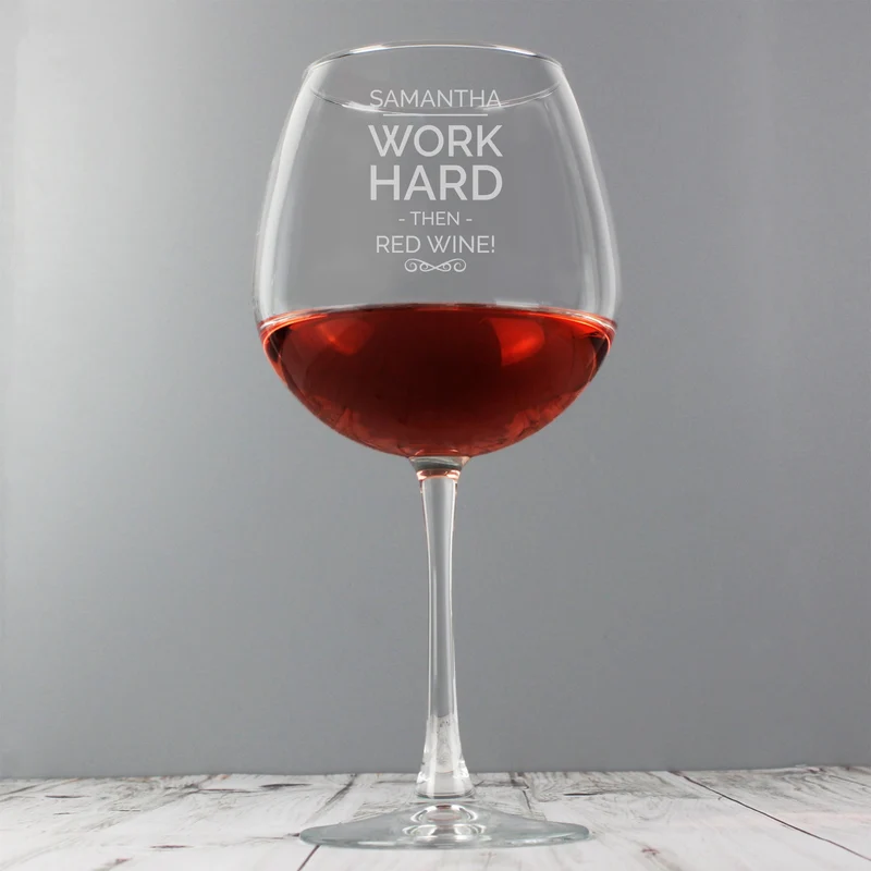 Personalised Work Hard Balloon Glass