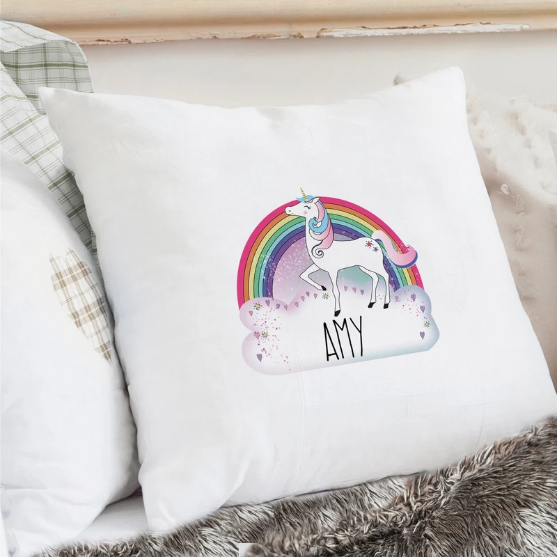 Personalised Unicorn Cream Cushion Cover