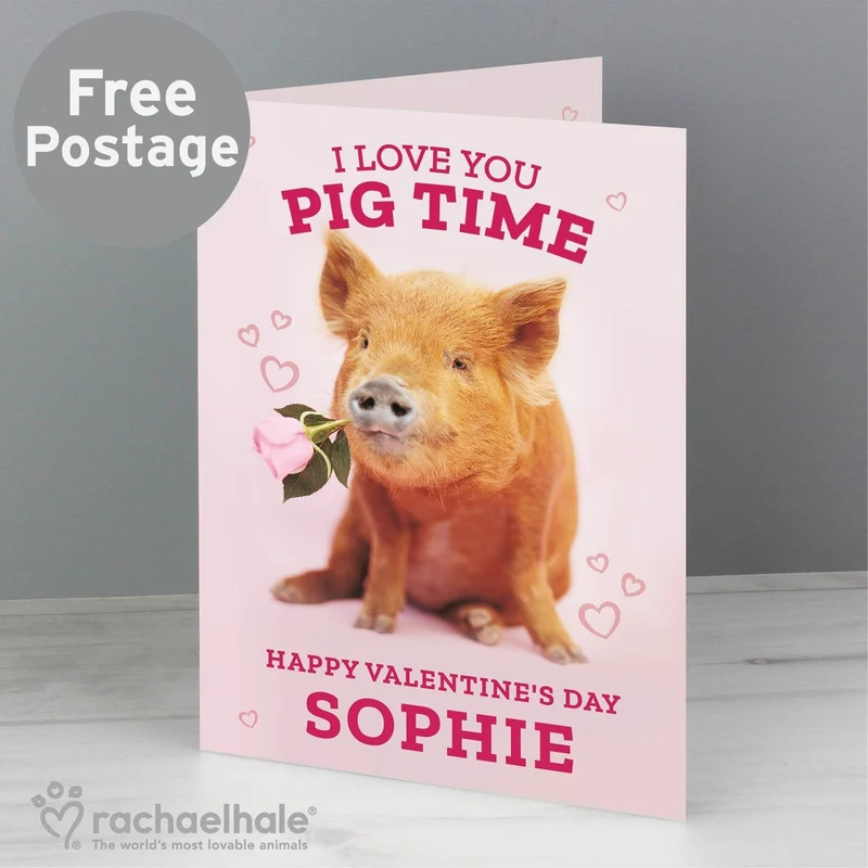 Personalised Rachael Hale 'I Love You Pig Time' Card
