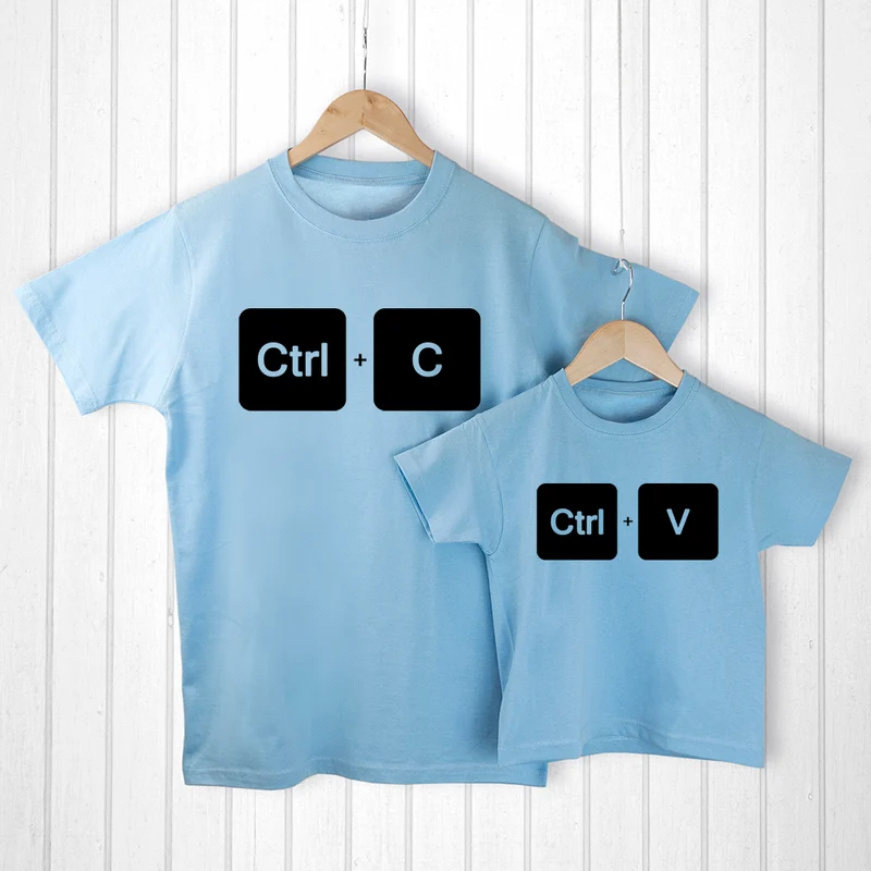Personalised Personalised Daddy and Me Copy Paste Blue T-Shirts