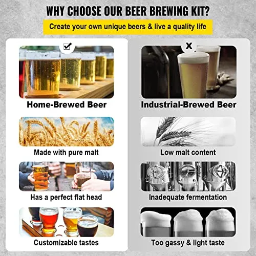 VEVOR Electric Brewing System, 9.2 Gal/35 L Brewing Pot, All-in-One Home Beer Brewer w/Pump