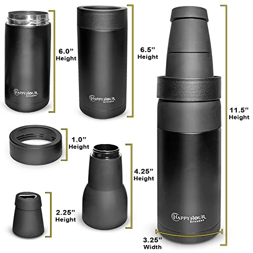 Beer Lovers Gifts Ideas Men and Women | 3-In-1 Bottle Cooler for Beer and Can with Opener | Double Walled Thermo Can Insulator to Keep Beverages Cold at BBQs or to Watch Sports 14oz