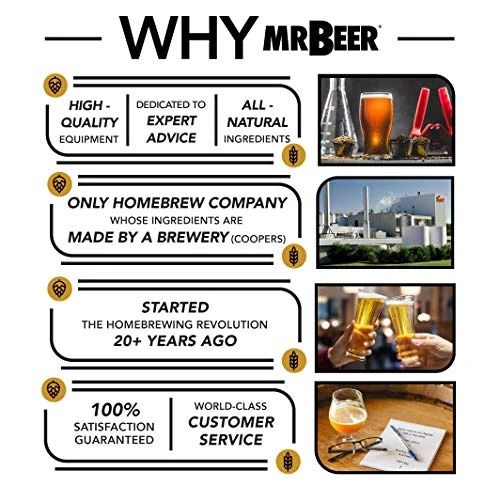 Mr. Beer Complete Beer Making 2 Gallon Starter Kit, Premium Gold Edition, Brown