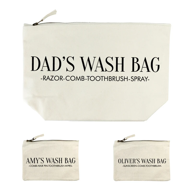 Personalised Personalised Daddy & Me Cream Wash Bags