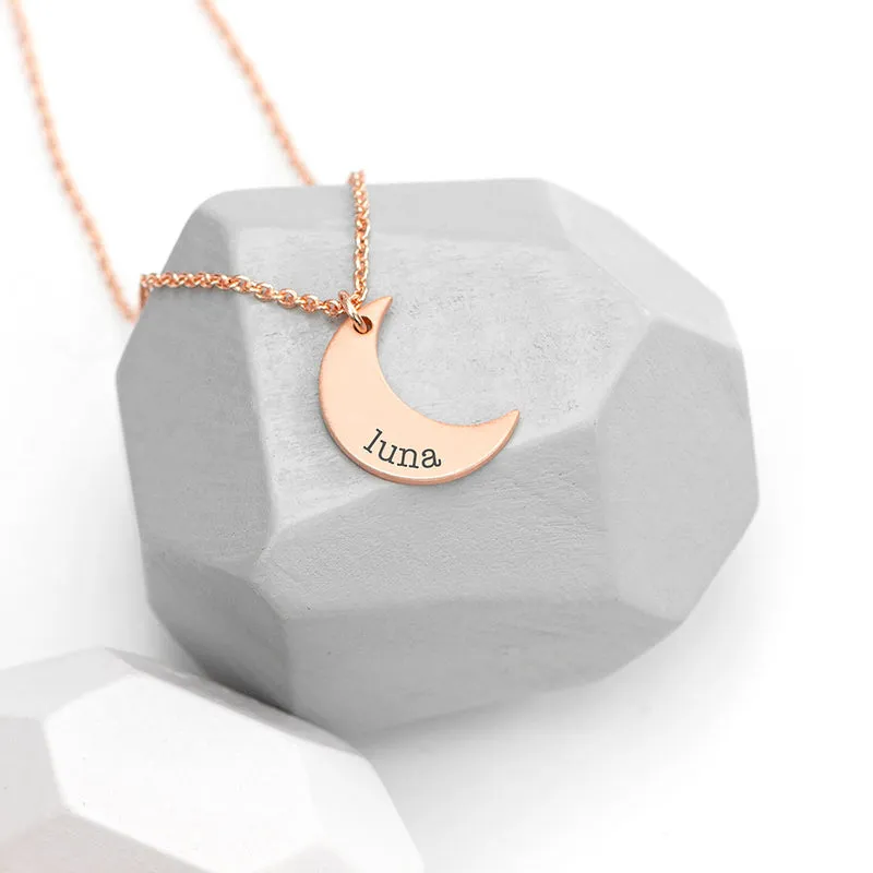 Personalised Personalised Crescent Moon Necklace