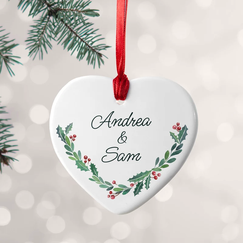 Personalised Personalised Couples Wreath Christmas Decoration