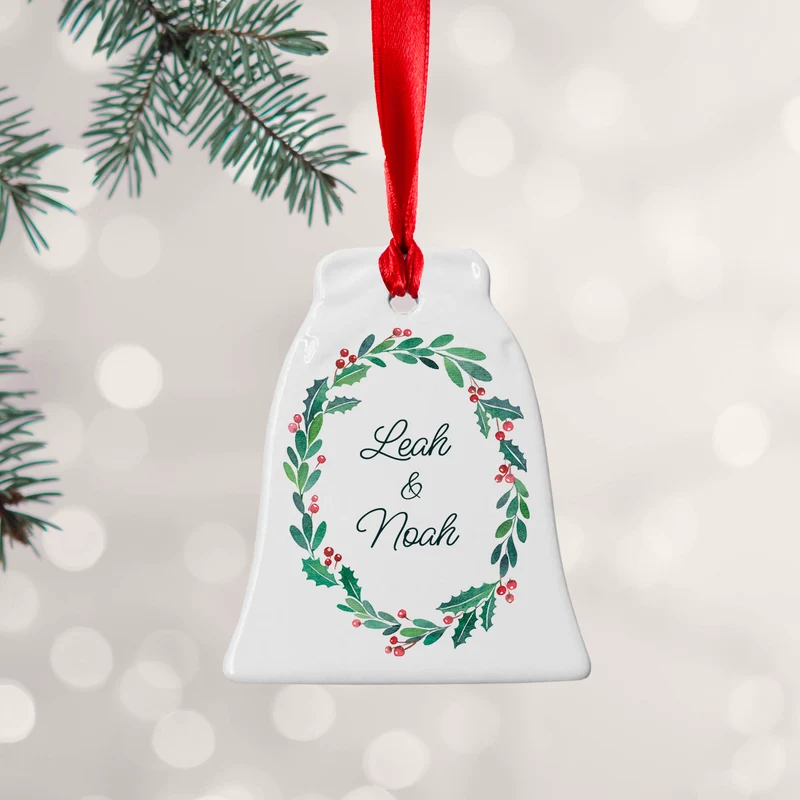 Personalised Personalised Couples Wreath Christmas Decoration