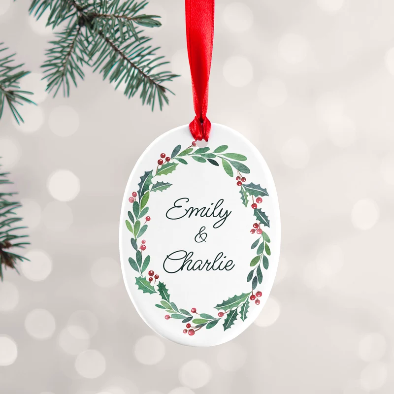 Personalised Personalised Couples Wreath Christmas Decoration