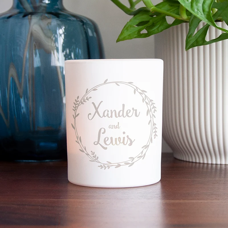 Personalised Personalised Couples Wreath Candle Holder