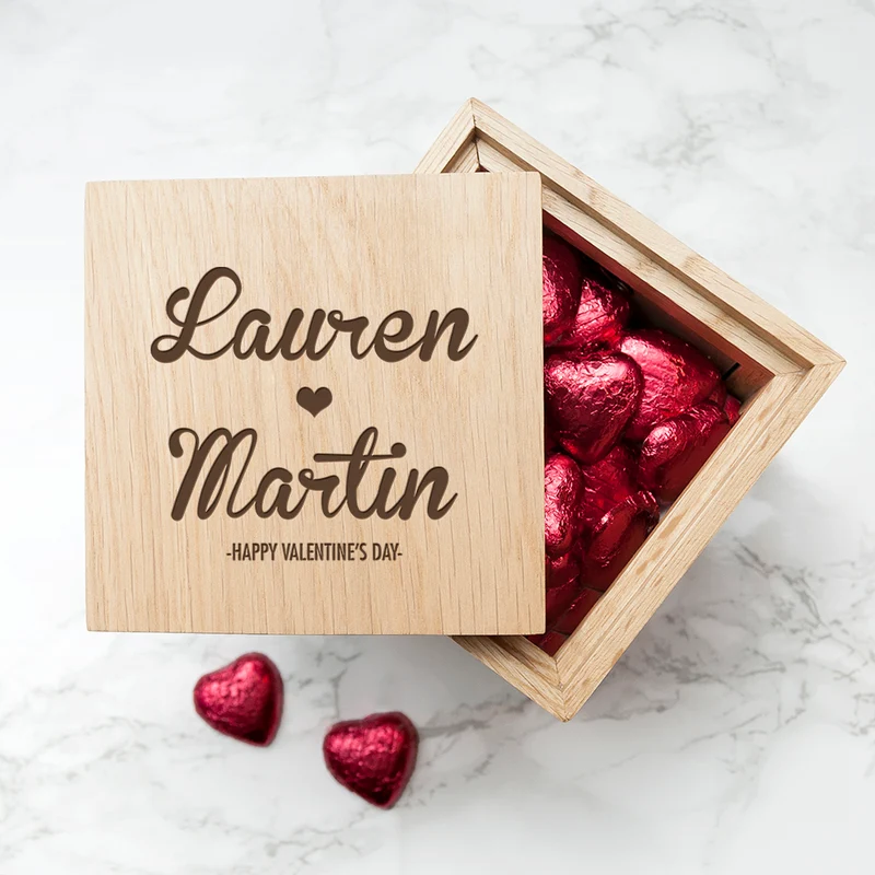 Personalised Personalised Couple's Names Oak Photo Cube
