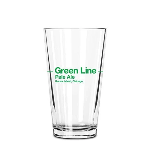 Goose Island Signature Green Line Pale Ale Pint Glass, 2-Pack
