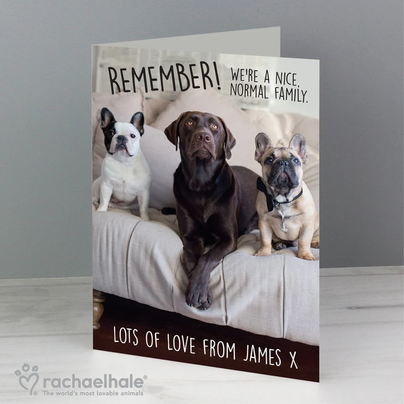 Personalised Rachael Hale 'Nice, Normal Family' Card