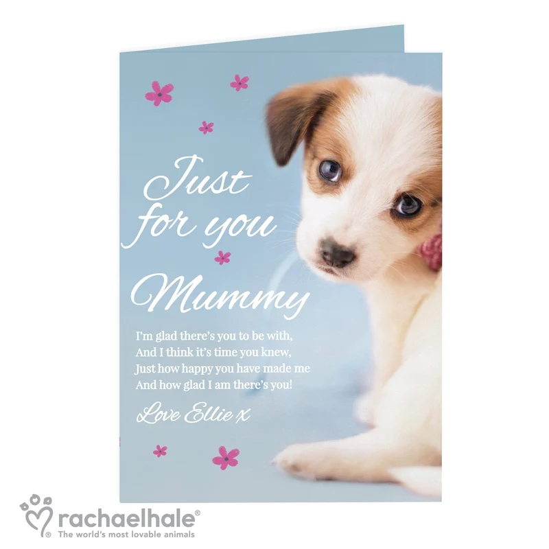 Personalised Rachael Hale 'Just For You' Puppy Card