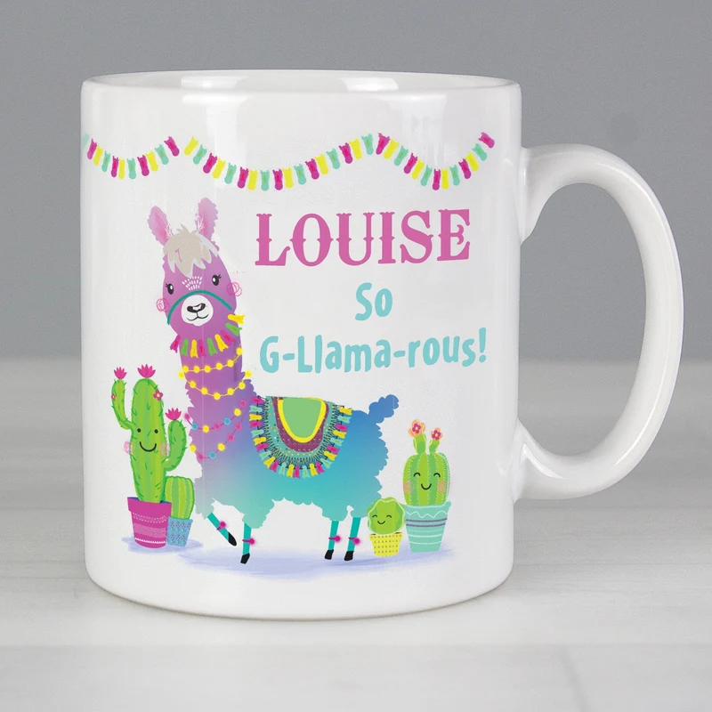 Personalised Pink Llama Mug