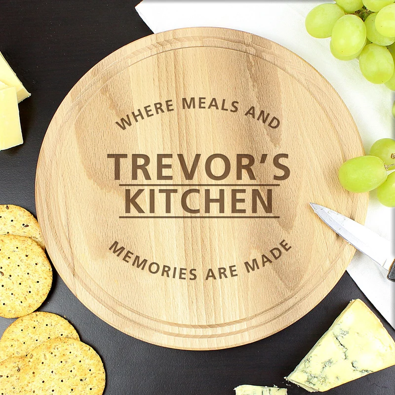 Personalised 'Meals And Memories' Round Chopping Board