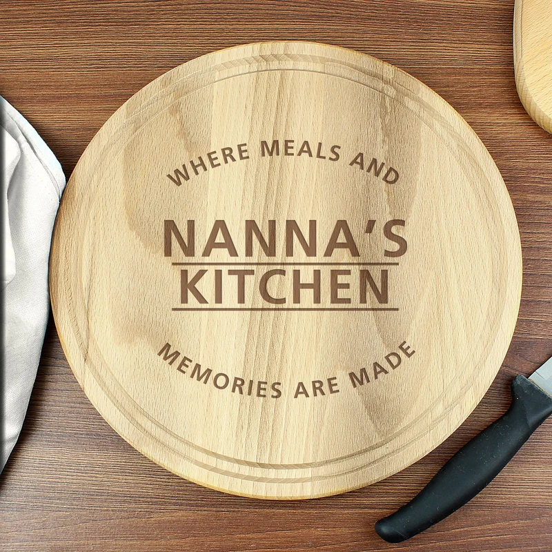 Personalised 'Meals And Memories' Round Chopping Board
