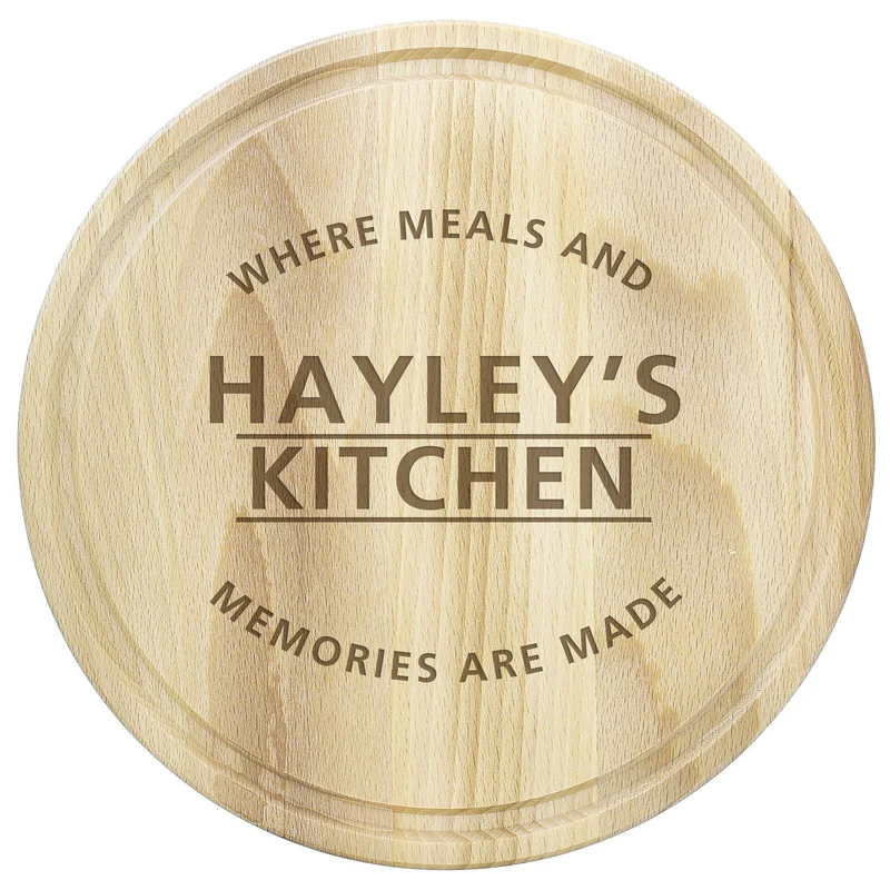 Personalised 'Meals And Memories' Round Chopping Board