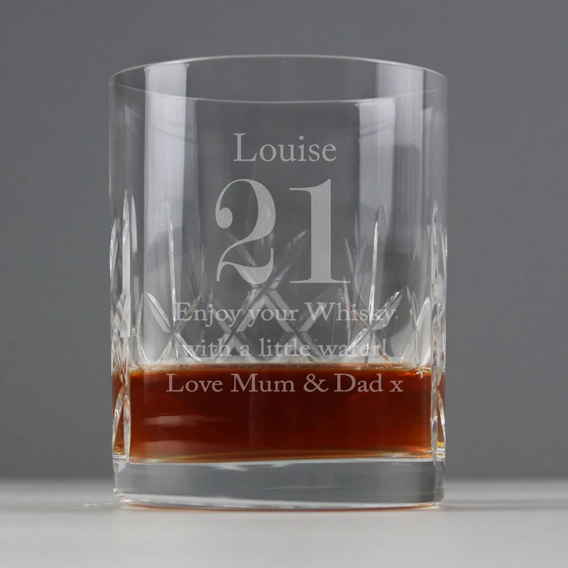 Personalised Big Age Cut Crystal Whisky Tumbler
