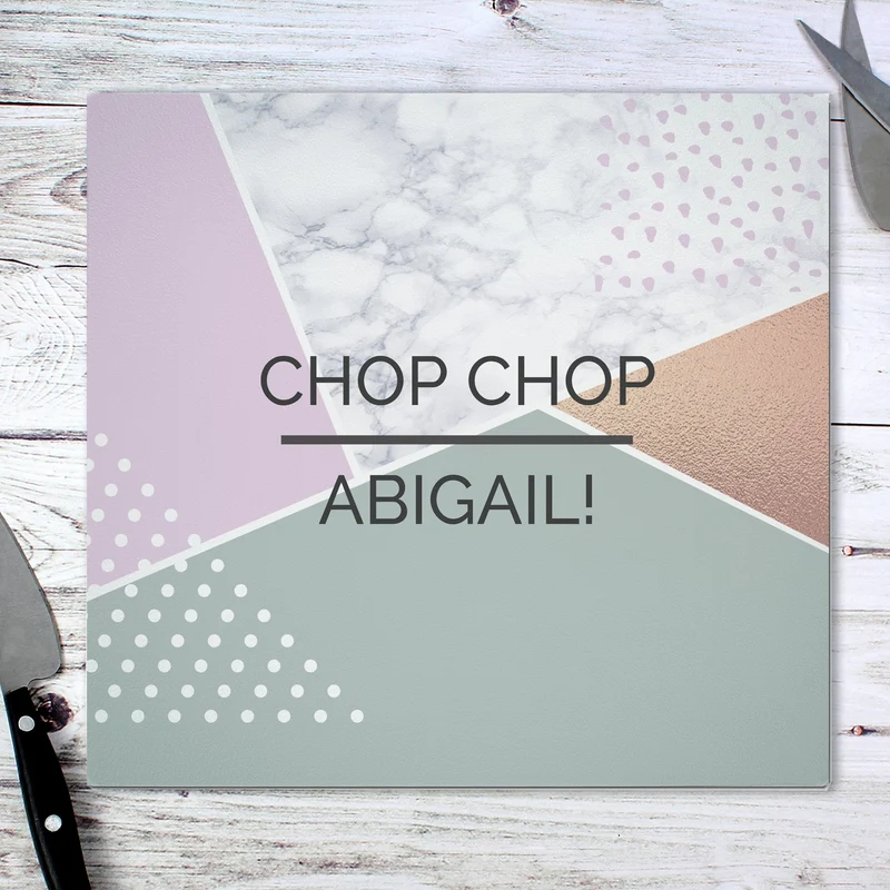 Personalised Geometric Glass Chopping Board/Worktop Saver