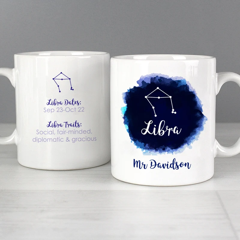 Personalised Libra Zodiac Star Sign Mug (September 23rd - October 22nd)